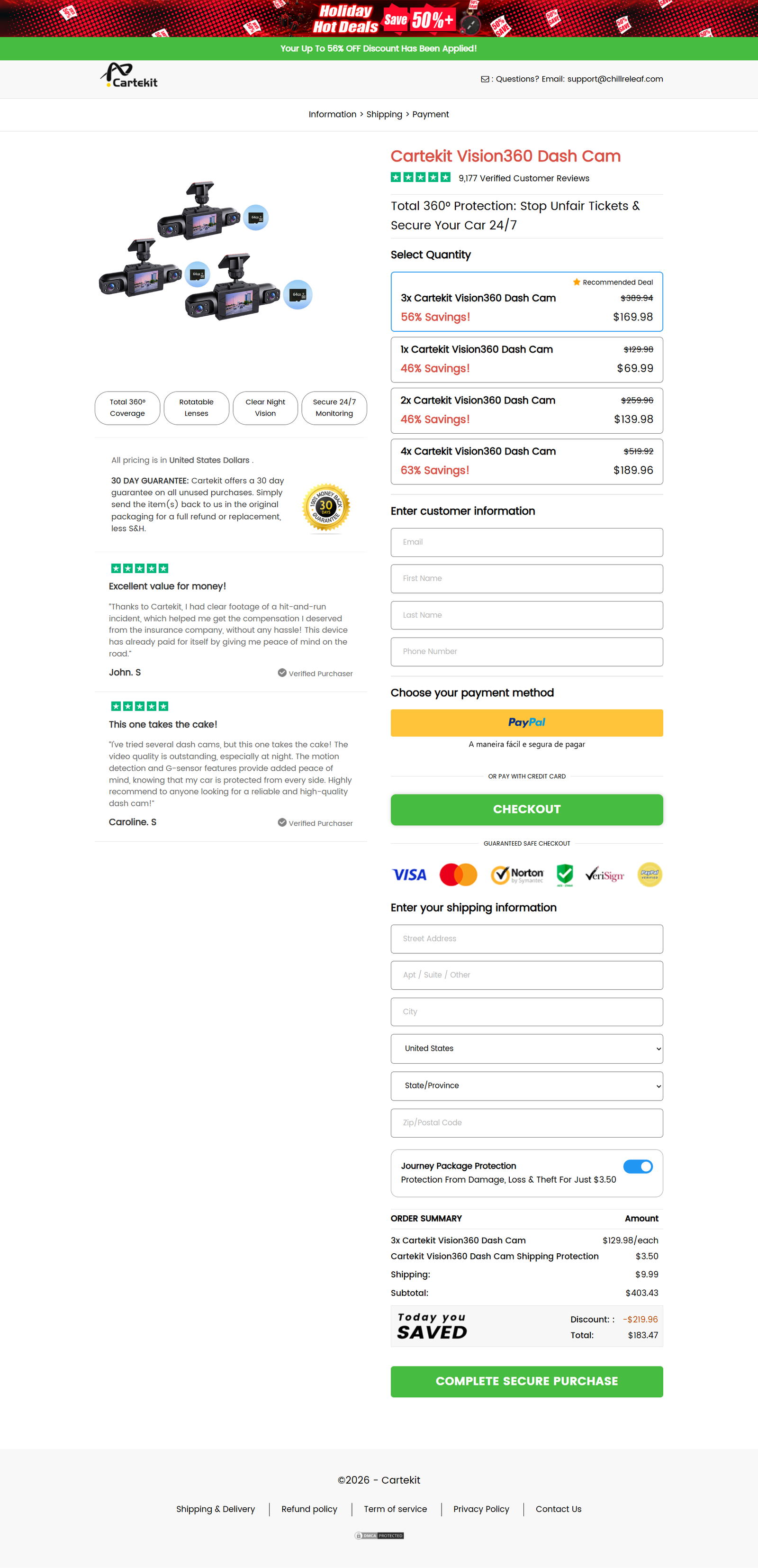 Cartekit Vision360 Dash Cam records road, rear, cabin, and sides in 1080p with night vision, WiFi playback, and G‑sensor parking monitoring. See today’s offer.